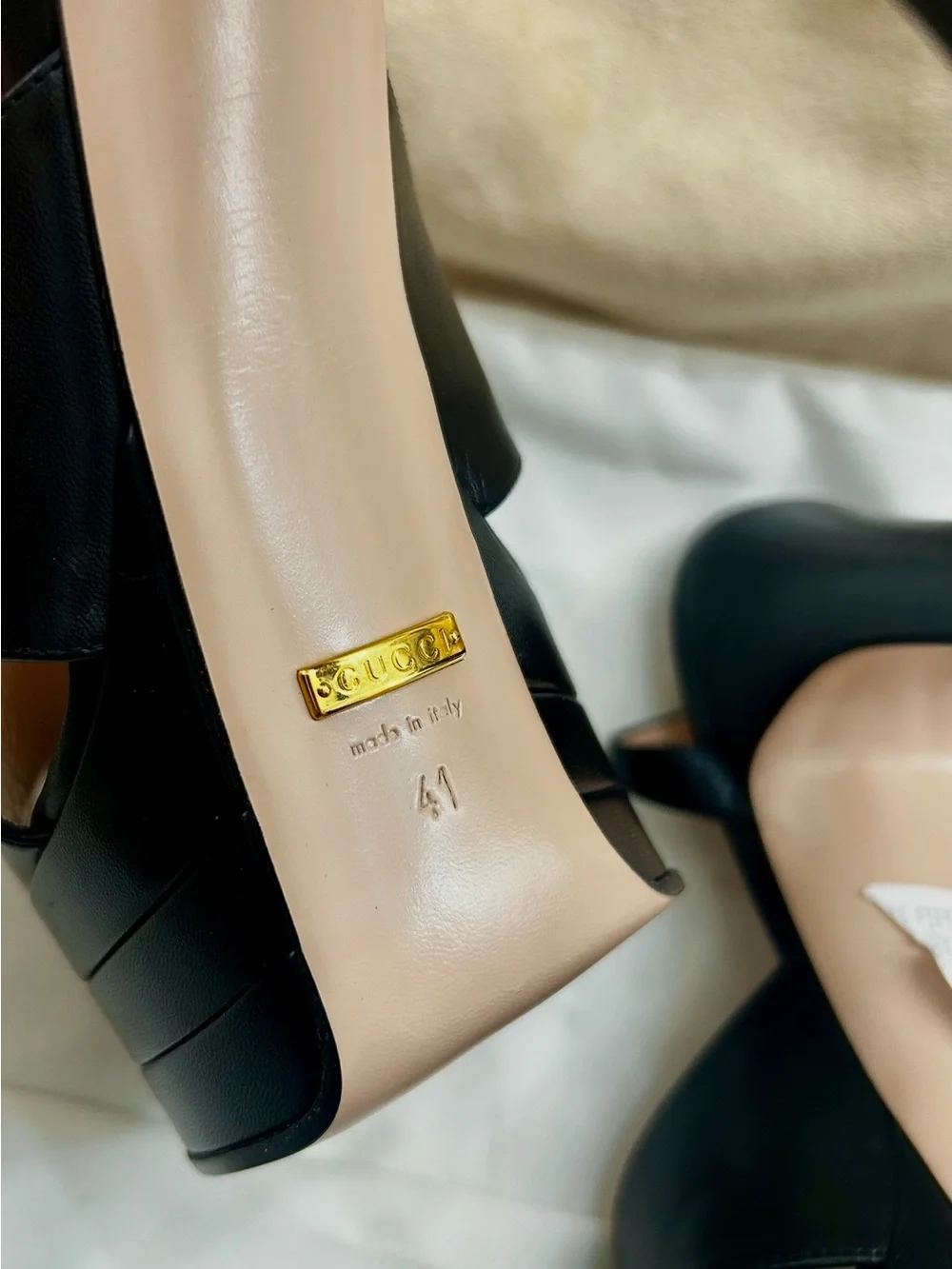Gucci Black Leather Platform Sandals with Ankle Strap